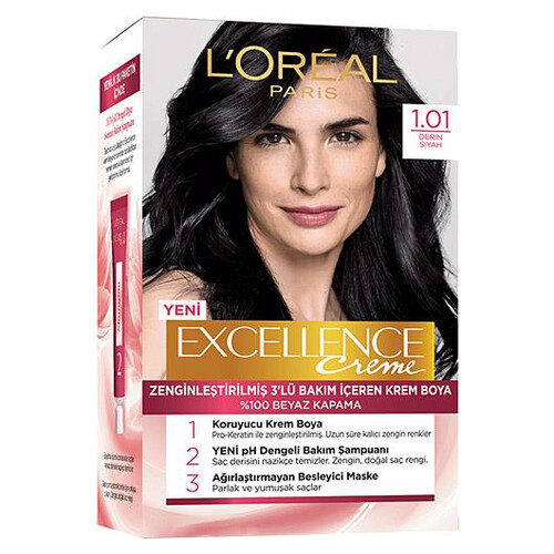 Loreal Excellence Derin Saf Siyah Saç Boyası 1.01