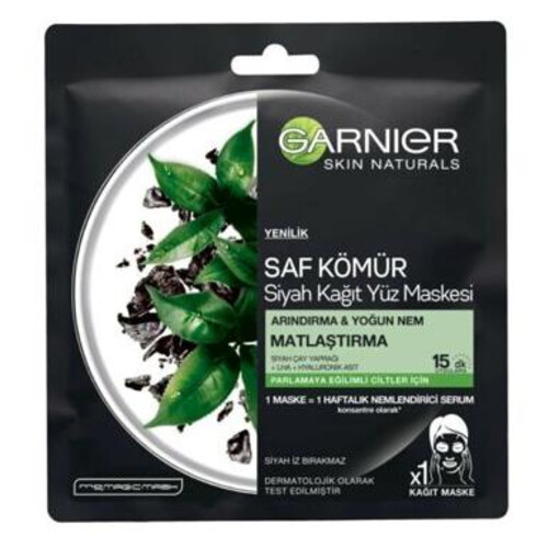 Garnier Saf Kömür Kağıt Yüz Maskesi 28 Gr