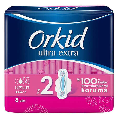 Orkid Ultra Kanatlı Uzun 8'li Ped