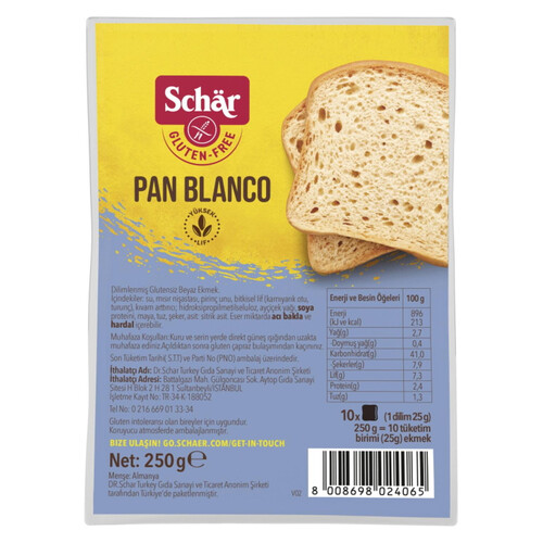 Schar Pan Blanco Dilimli  Ekmek 250 Gr