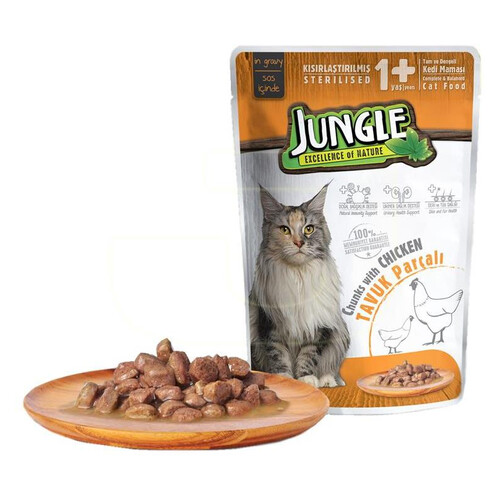 Jungle Pouch Kısır Kedı Tavuk Parçalı 100 G