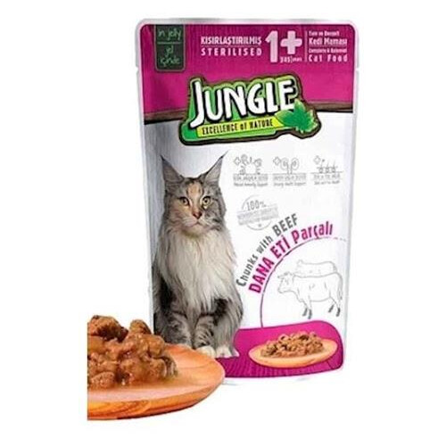 Jungle Pouch Kısır Kedi Dana Eti Parçalı 100 G