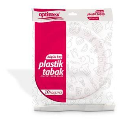 Optımex Plastik Tabak Büyük 10 Lu Poşet