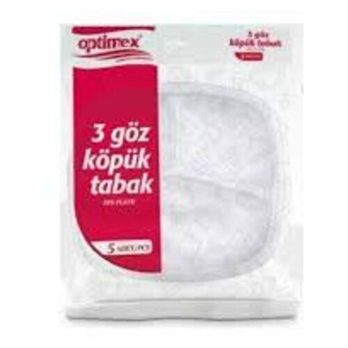 Optımex Köpük Tabak P-016 3 Bölme 5 Li Poşet