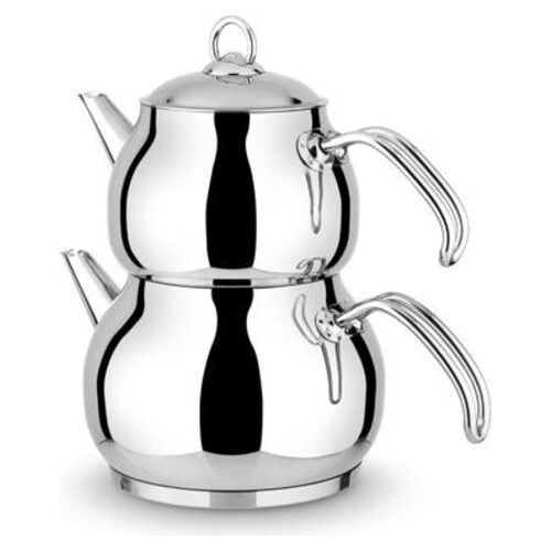 Lines Ortaboy Küre Çelik Çaydanlık Metal Kulp