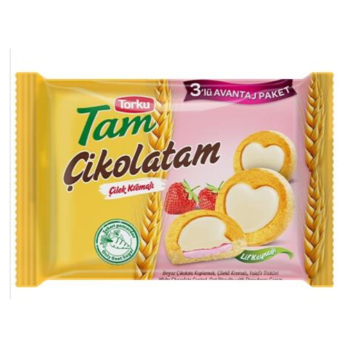 Torku Tam Çikolatam Çilek Kremalı 3x83gr