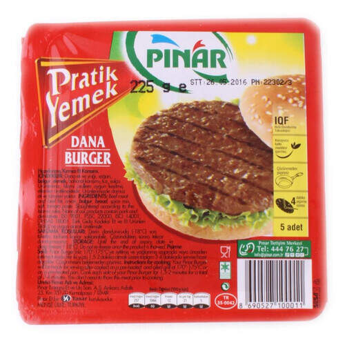 Pınar Burger 4 Adet 225 Gr.