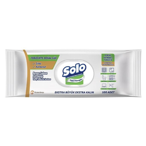 Solo Yüzey Temizleme Mendili Beyaz Sabun 100'lü