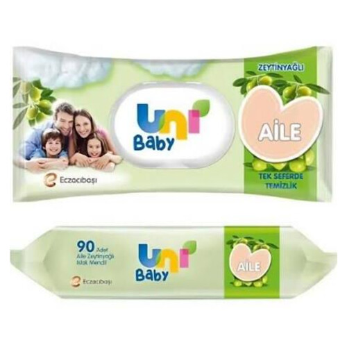 Uni Baby Aile Zeytinyağlı Islak Mendil 90'lı