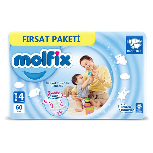 Molfix Dev Ekonomik İkiz Maxi Uyum 7-14 Kg 60'lı