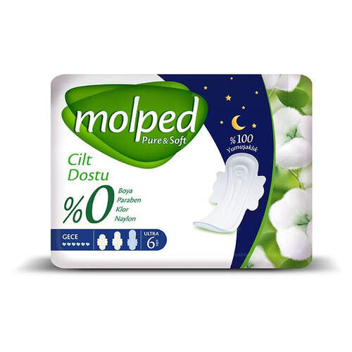 Molped Pure & Soft Gece Tekli 6'lı Ped