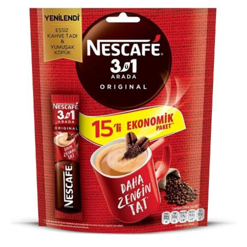 Nescafe 3'ü 1 Arada 15'li Paket