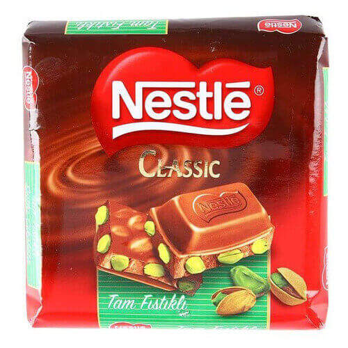 Nestle Klasik Antep Fıstıklı Kare Çikolata 70 Gr.