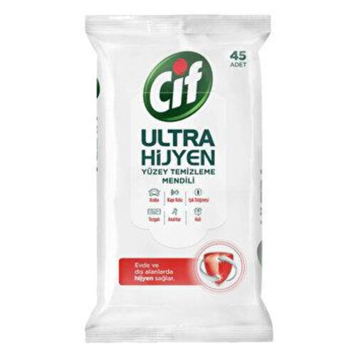 Cif Ultra Hijyen Yüzey Temizleyici Mendil 45'li