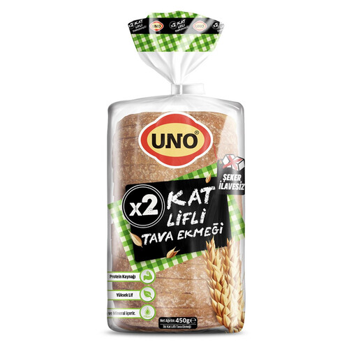 Uno İki Kat Lifli Tava Ekmeği 450 Gr