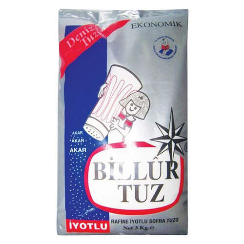 Billur İyotlu Sofra Tuzu 3 Kg.