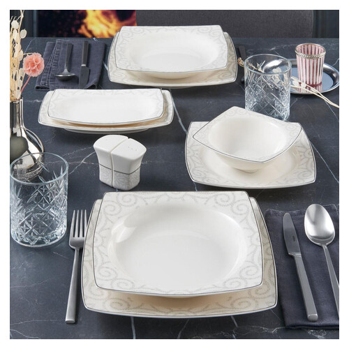 Güral Porselen 54 Prç Platin Yemek Takımı