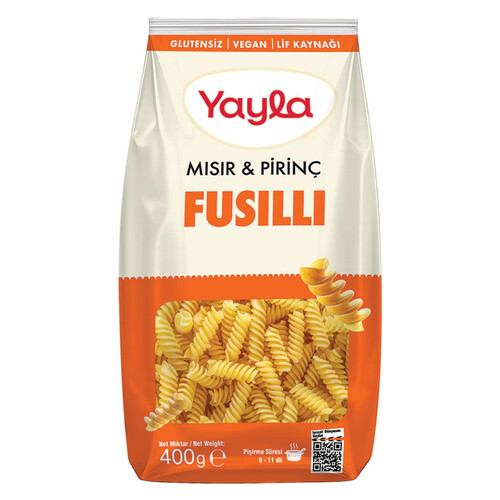 Yayla Glutensiz Mısır Pirinç Burgu Makarna 400 Gr