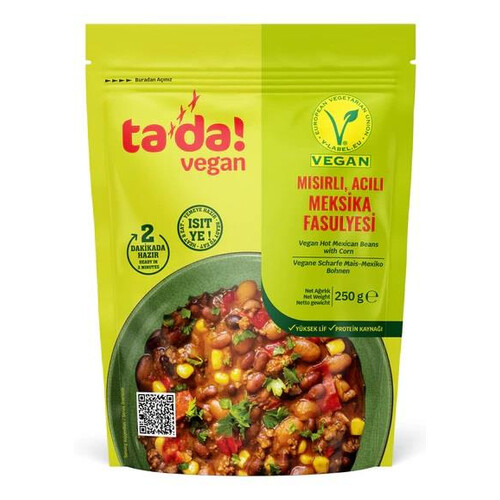 Tada Vegan Mısırlı Acılı Meksika Fasulyesi 250 Gr