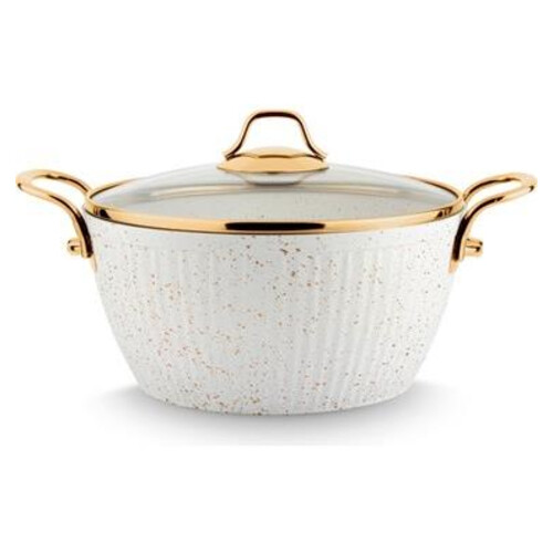 Lines Granit 22 Cm Tencere Desenli Gold Kulp