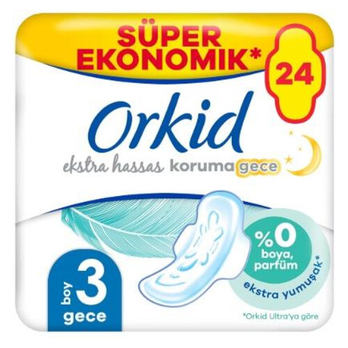 Orkid Ultra Extra Hassas Dörtlü Gece 24'lü